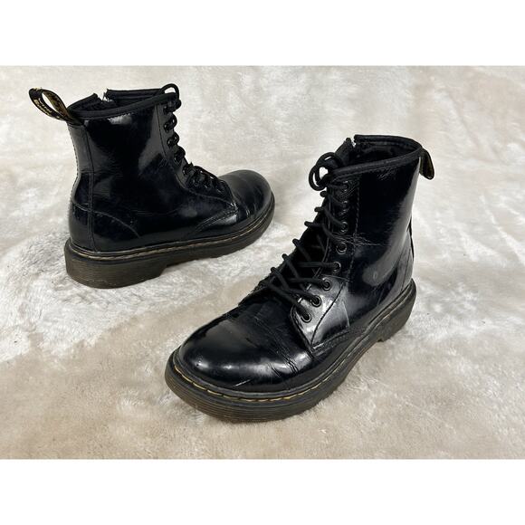 Dr Doc Martens Air Wair Combat Boots Size 2, 1460J Lace Zip Up Kids Youth - Picture 1 of 8